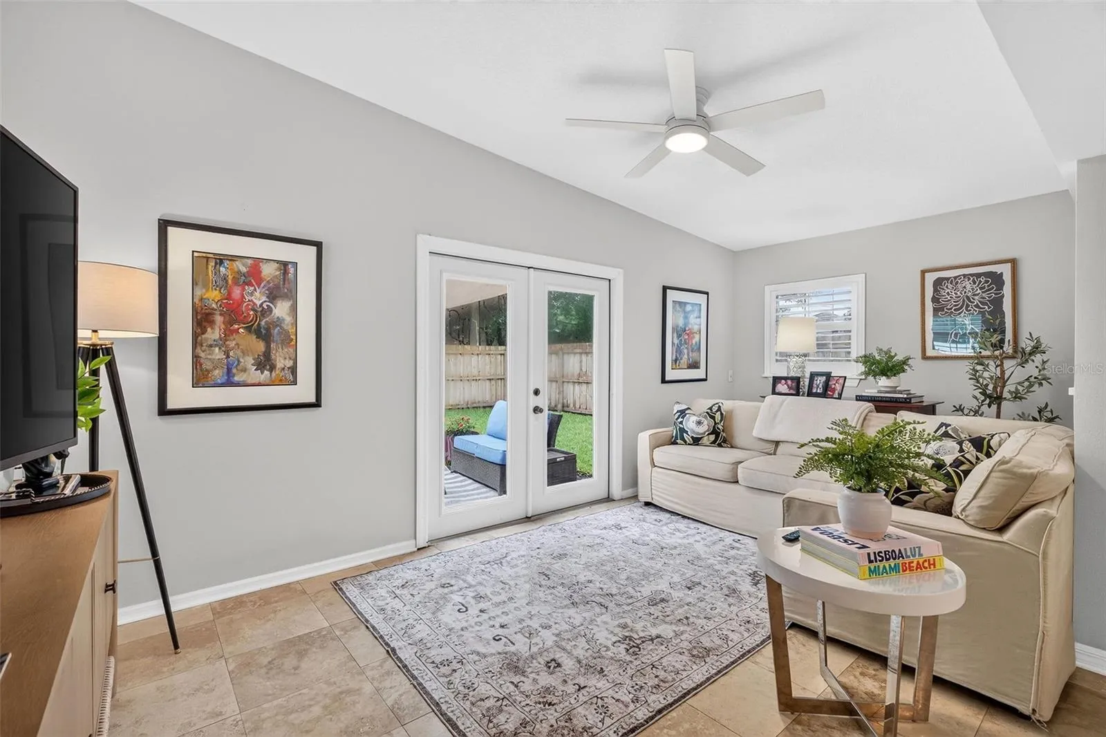 Living room opens to backyard
