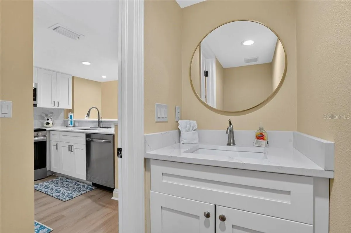 half bathroom off from kitchen