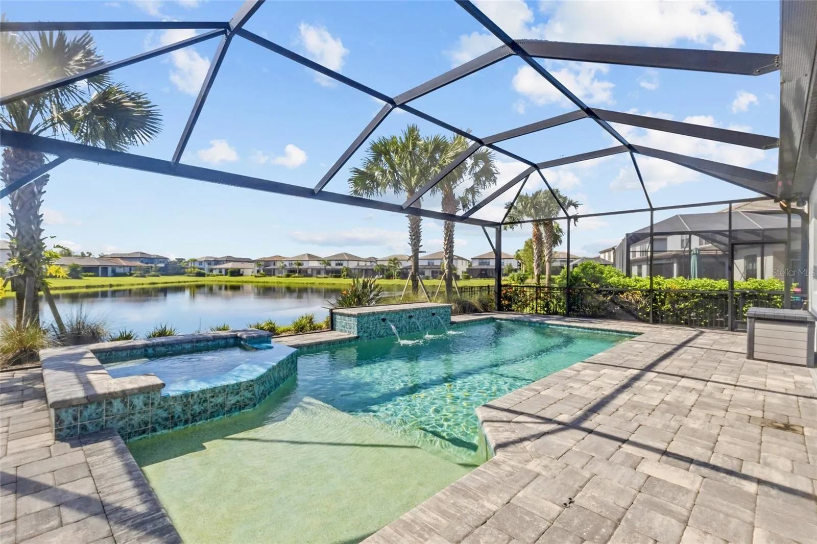 Pool and spa overlooking the lake