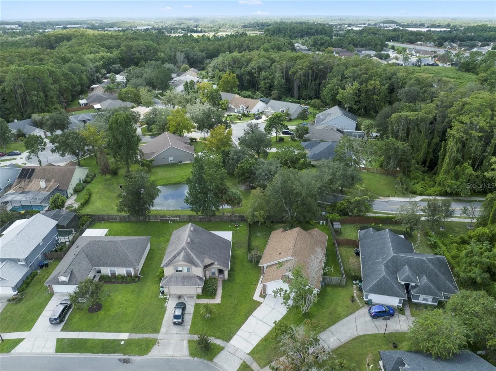 Aerial view of the front of the home
