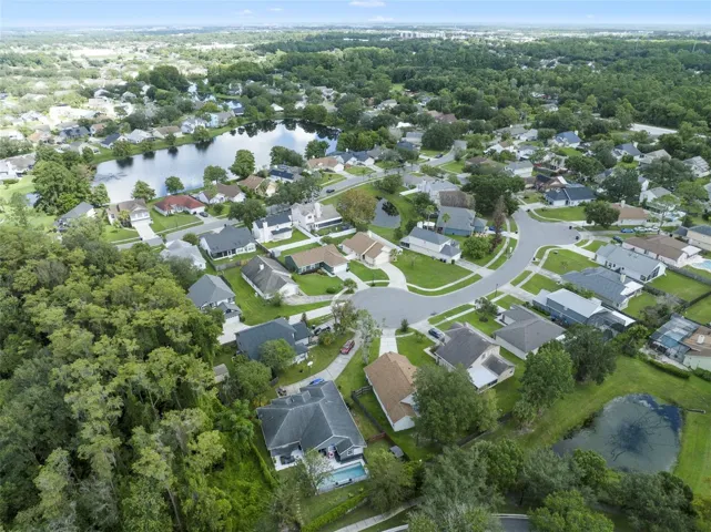 Aerial view of the home and community