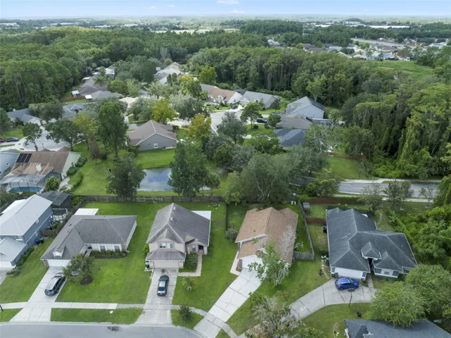 Aerial view of the front of the home