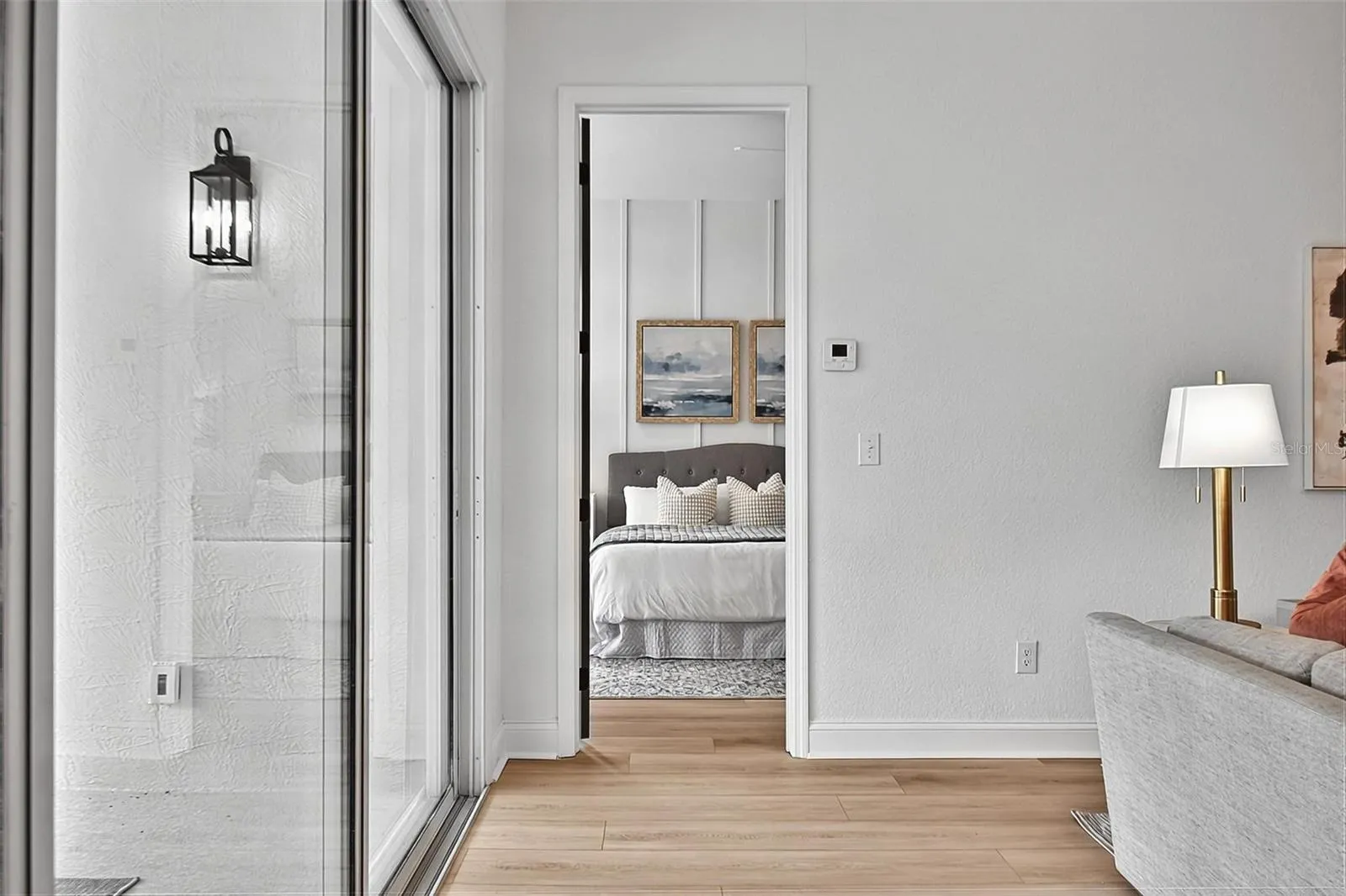 This look from the living room shows the master bedroom retreat