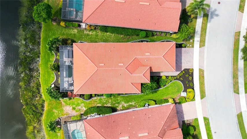 Aerial of the home on the water