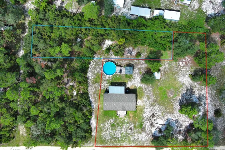 Blue area represents approximate property line of lot