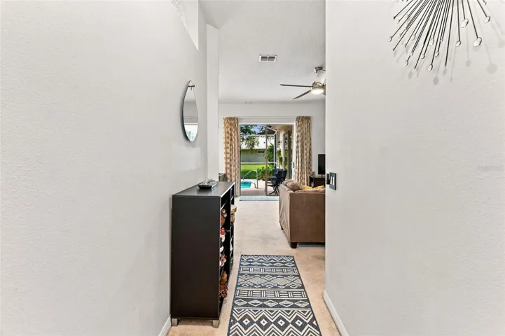 Welcoming entry that opens right up to the slides and pool