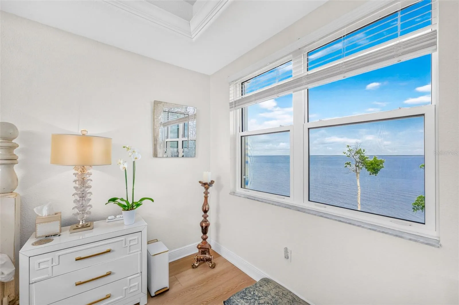 Wake up to serene water views