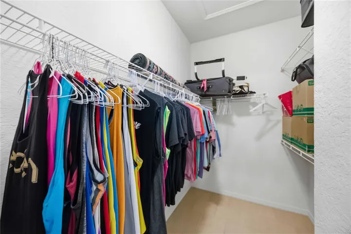 Walk in closet in the primary suite
