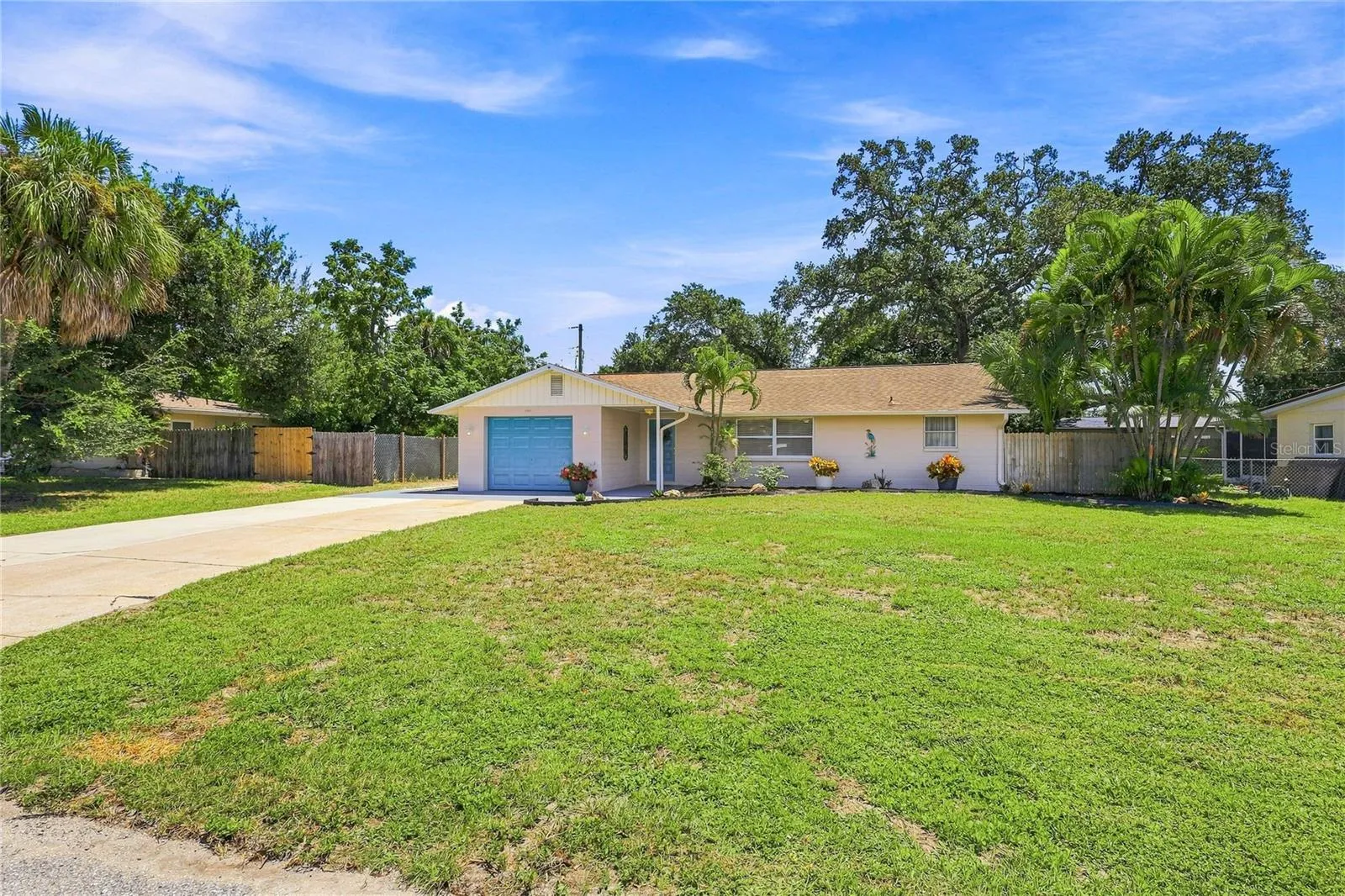 Partially fenced backyard