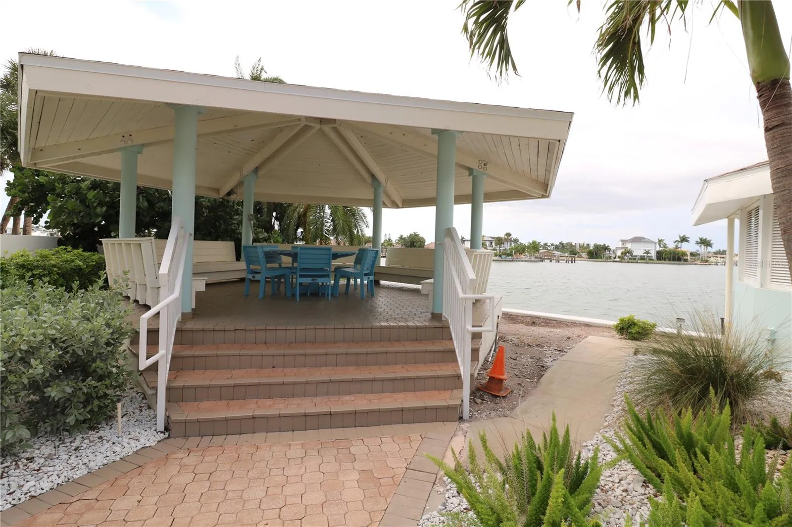 Community sitting area on the water