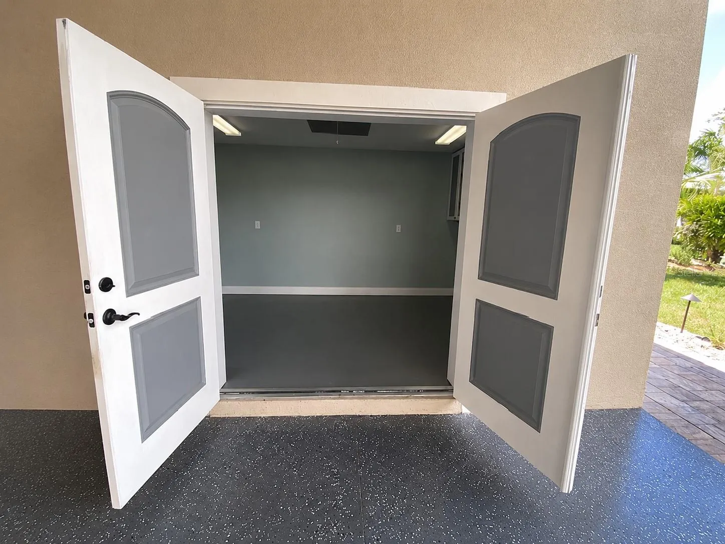 Storage area behind RV port