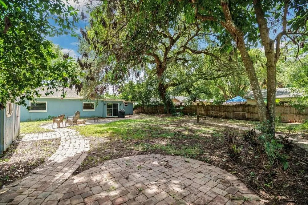 Fenced in and Pavered Backyard