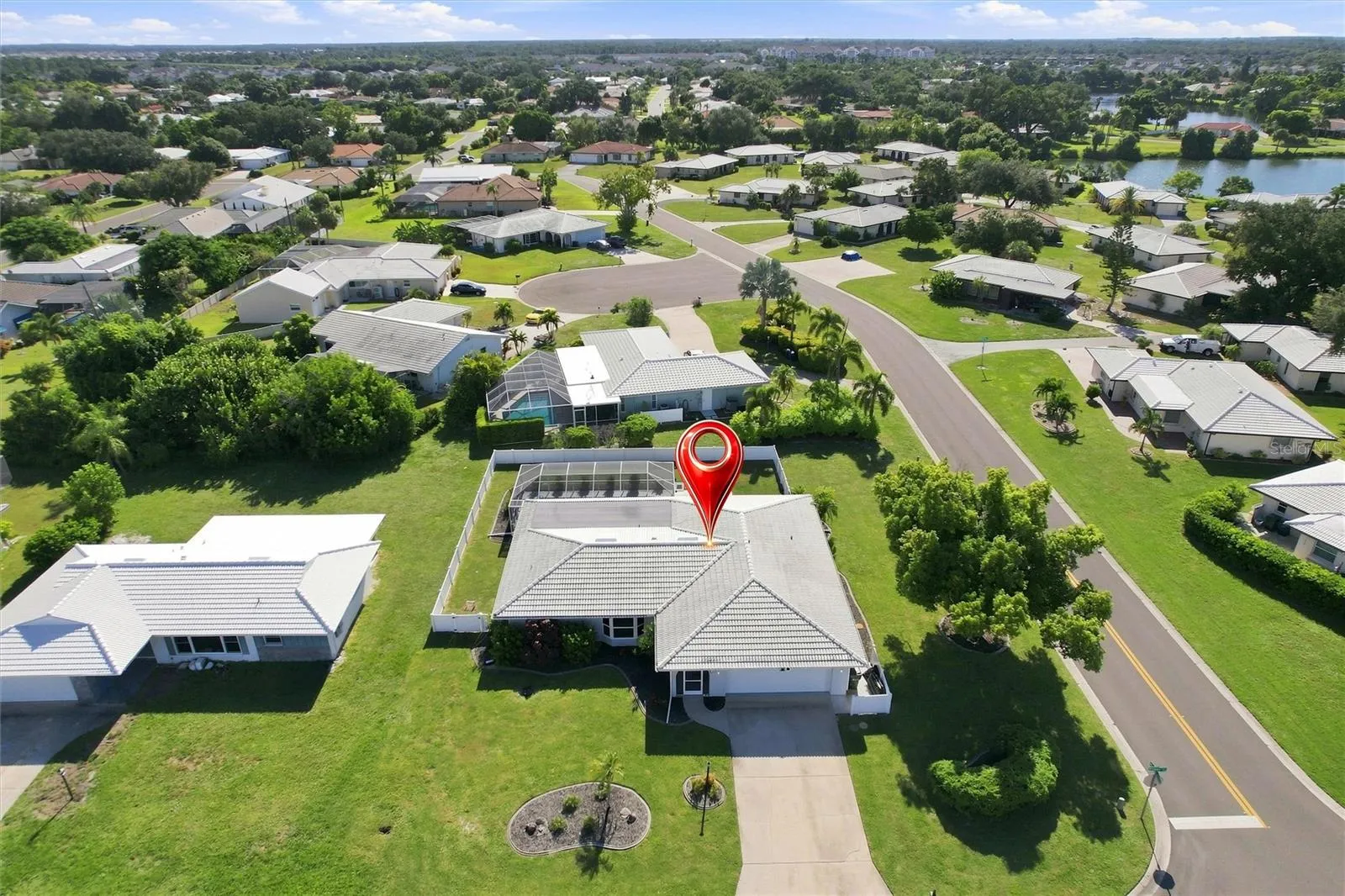 Aerial of home and neighborhood