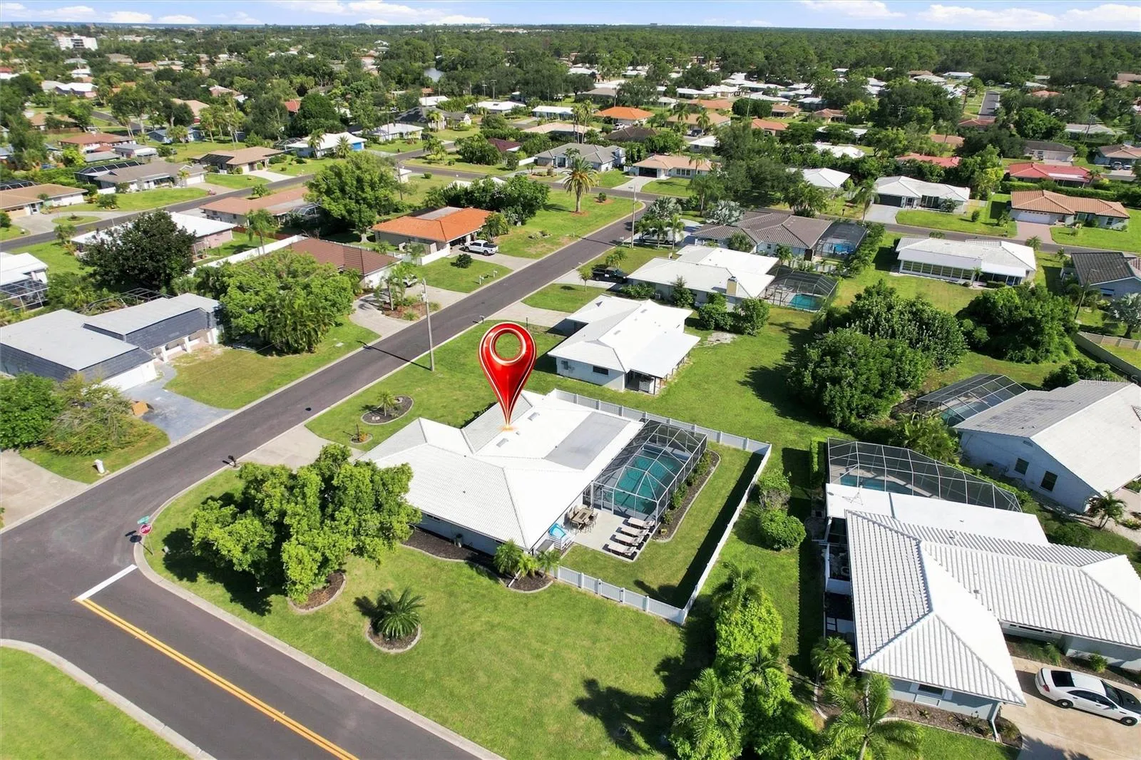 Aerial of home and neighborhood - corner lot