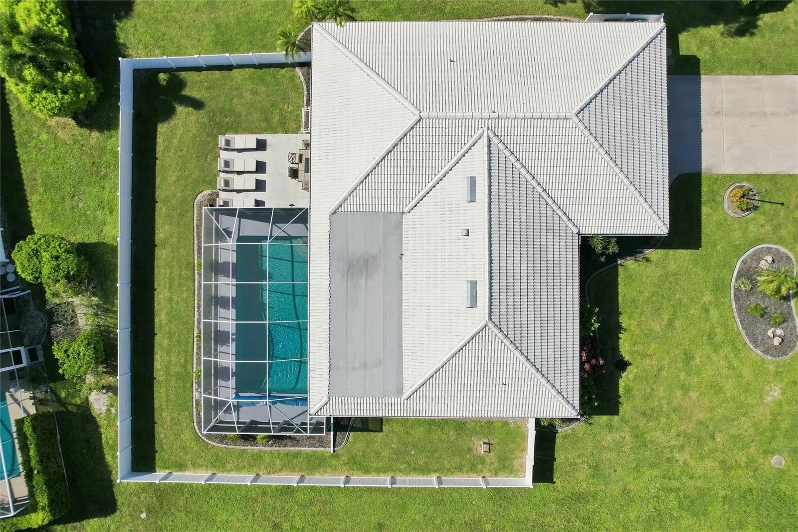 Aerial of home and pool