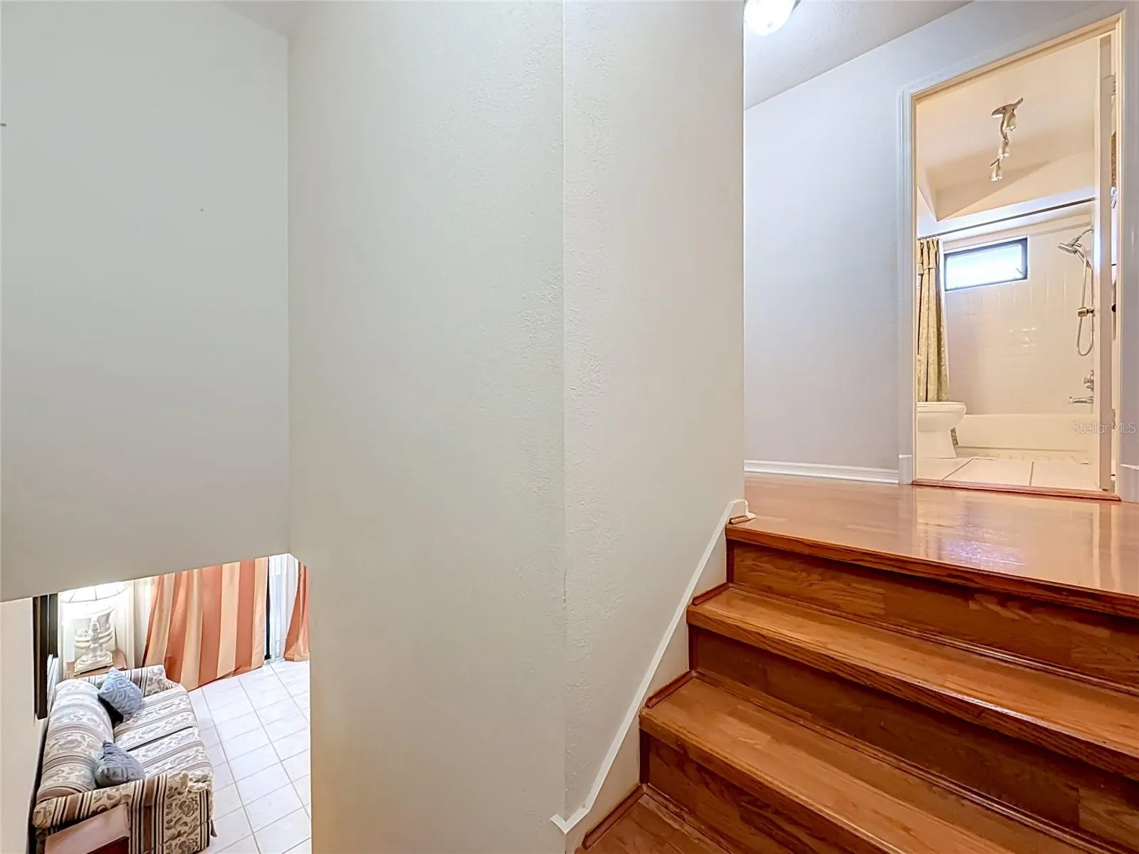 Wood floors on the stairs and hallways