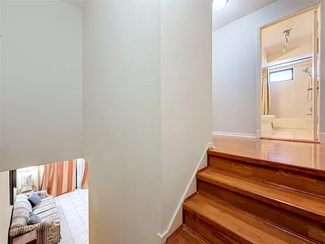 Wood floors on the stairs and hallways
