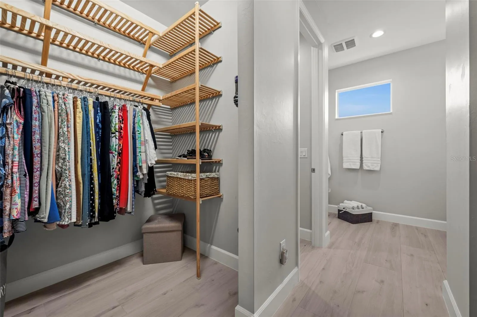 So much closet space. Custom shelving? Yes.