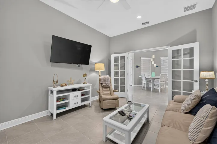 french doors with Hunter Douglas blinds