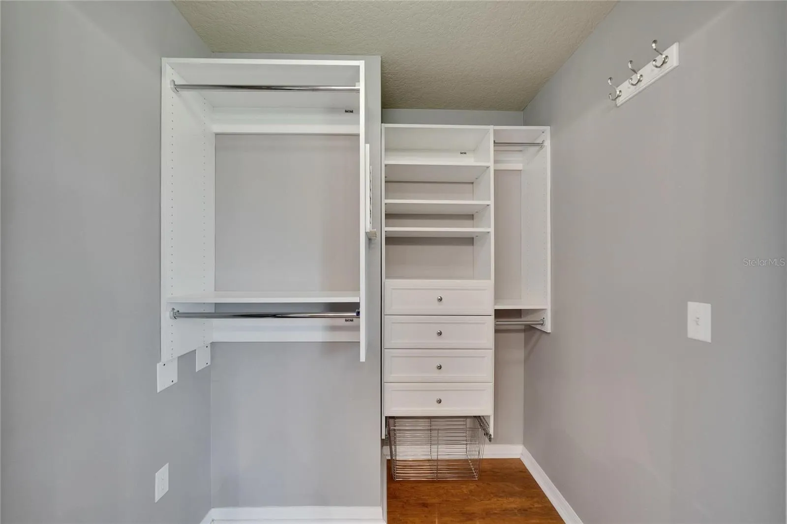 Primary bedroom walk-in closet with built-ins