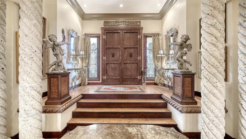 Dramatic Grand Foyer with Front doors from Mexico