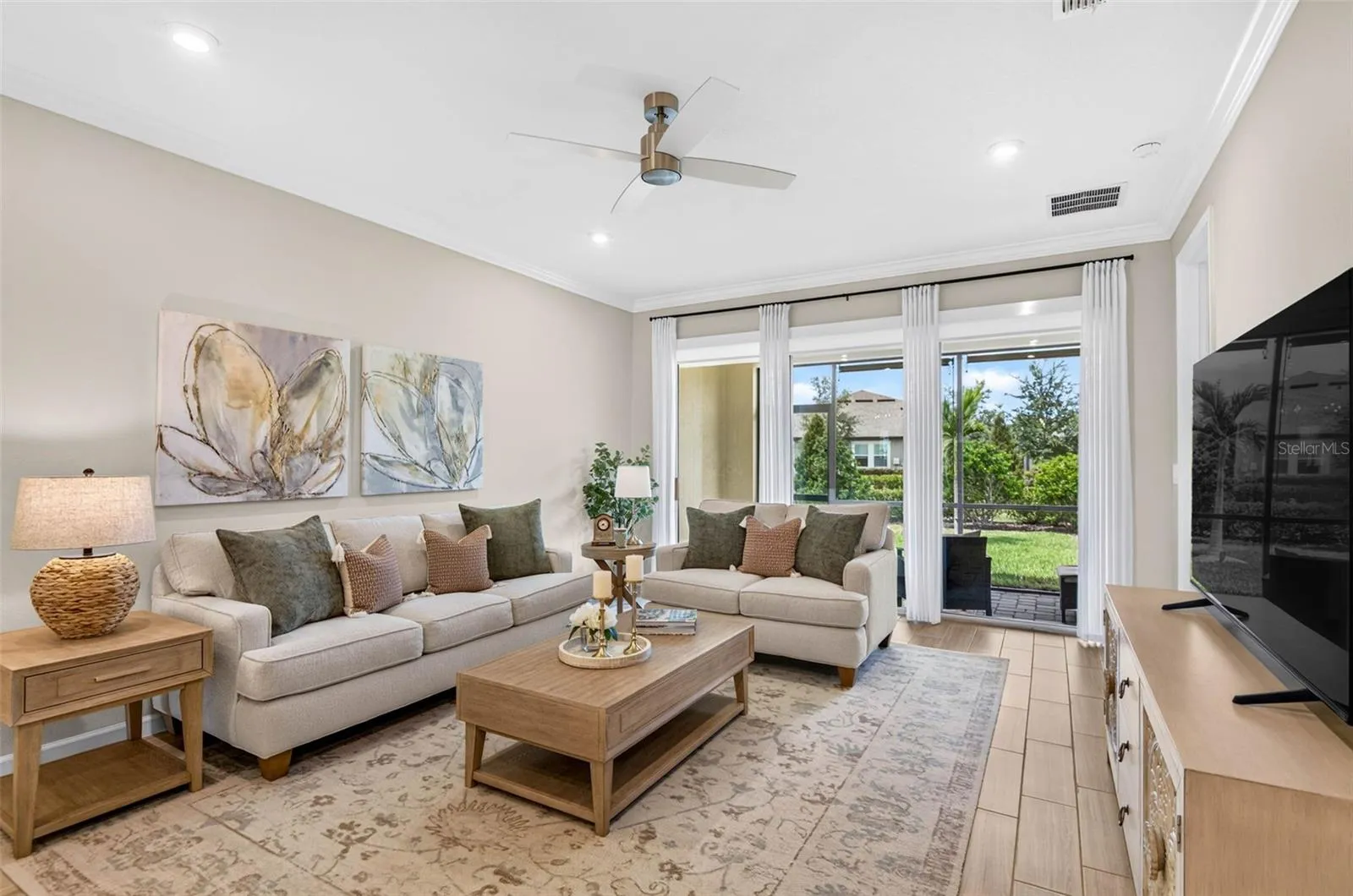 Bright with natural light and recessed lights