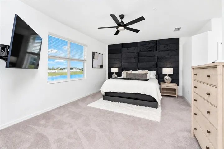 Striking Primary Suite with Dramatic Accent Wall