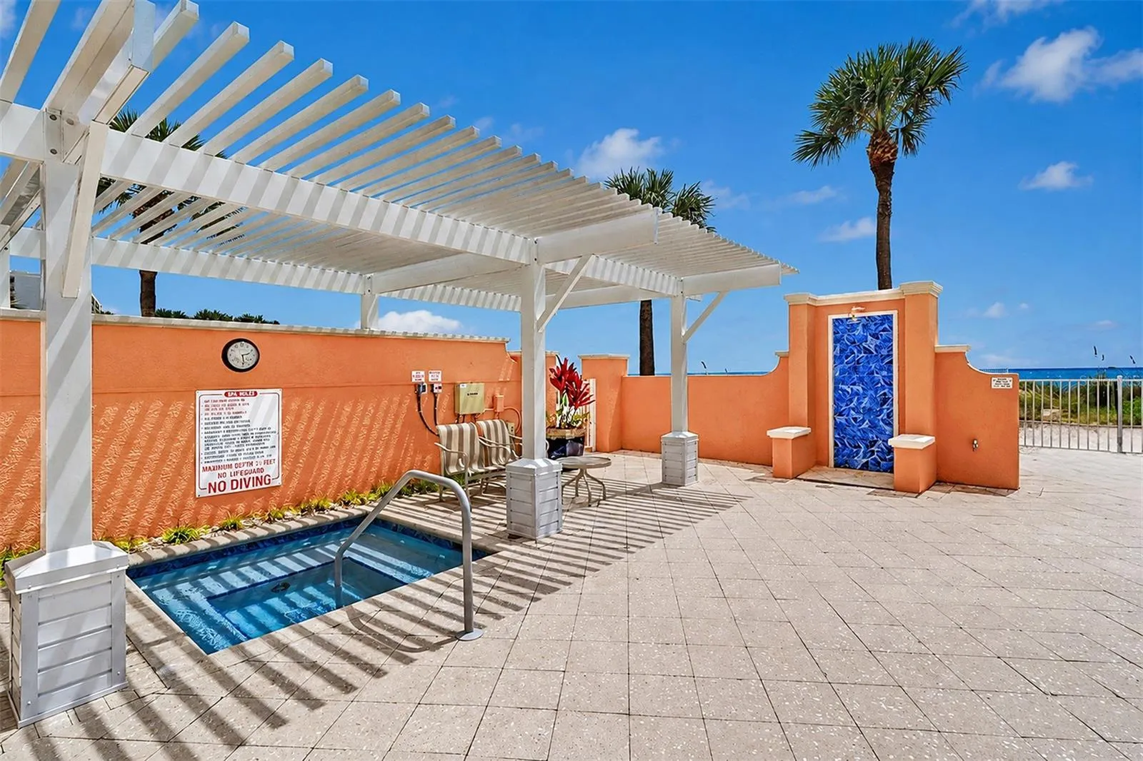 .. Heated Spa off the Pool Area - Ext Shower by Blue Tile ...
