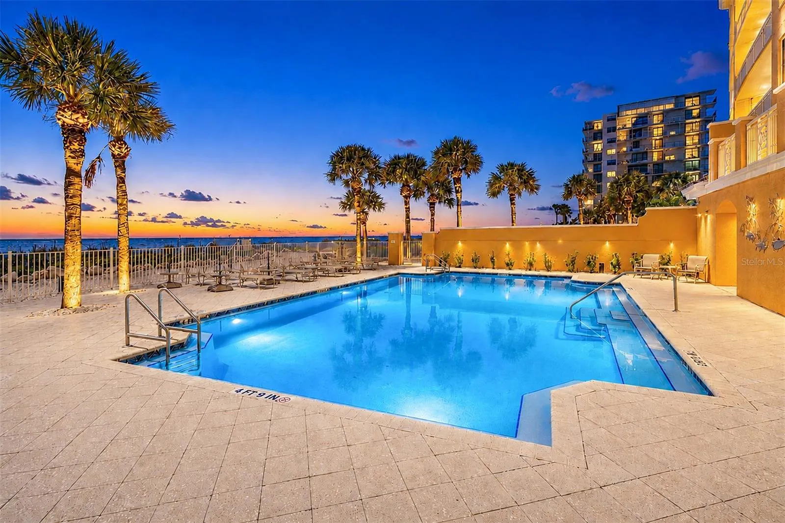 ... Nigth Shot - Gulf Front Pool &amp; Spa Area.