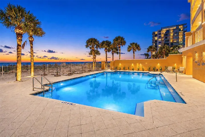 ... Nigth Shot - Gulf Front Pool &amp; Spa Area.