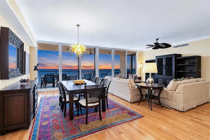 ... Sereno Night Shot.. 3 Bedroom 3.5 Bath With 2760 Sq Ft of Paradise.. Photo of Great Room.. Floor To Ceiling High Impact Sliders Front a 27' X 10' Gulf Front Balcony.