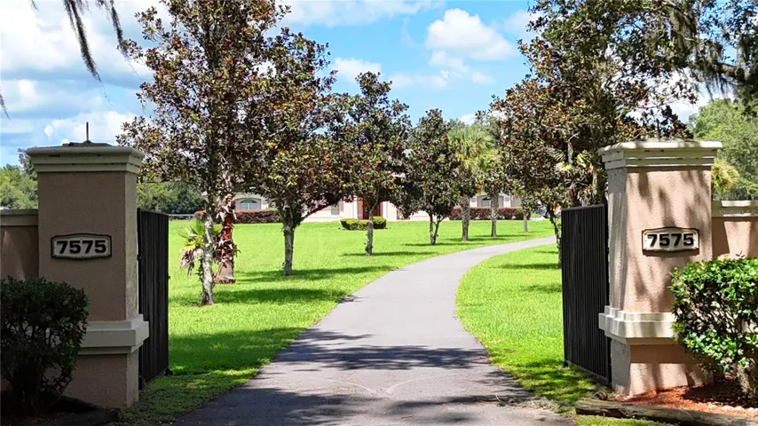 opening to tree lined drive...