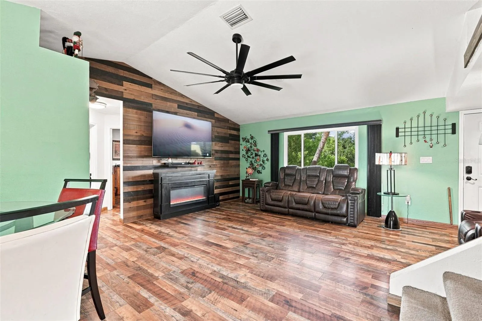 Full Fireplace Accent Entertainment Wall