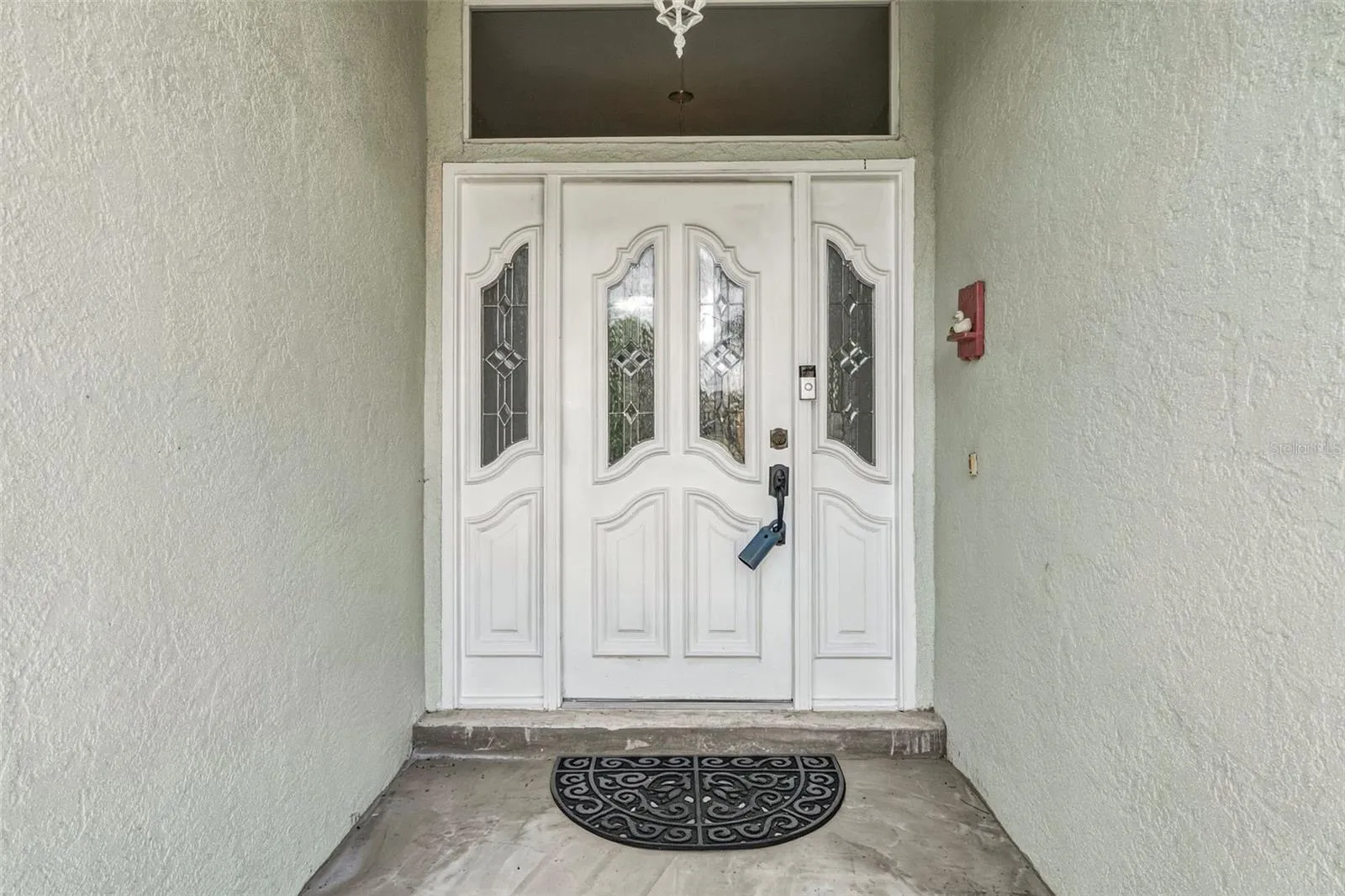 Double Door Entry with Decorative Glass Accents