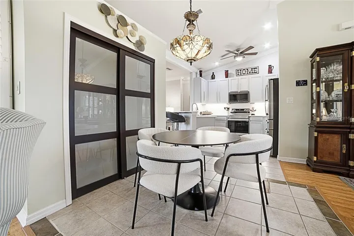 Eating Space off the kitchen with a double pantry