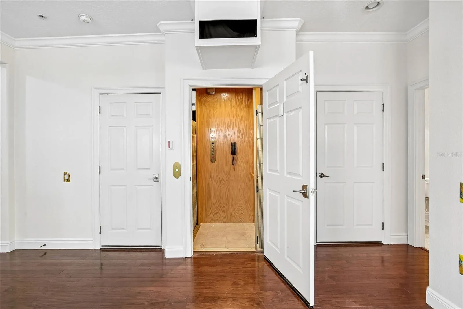 The entrance to the elevator from the 2nd floor