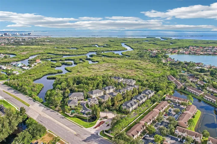 Aerial view of the gated Pelican Pointe community