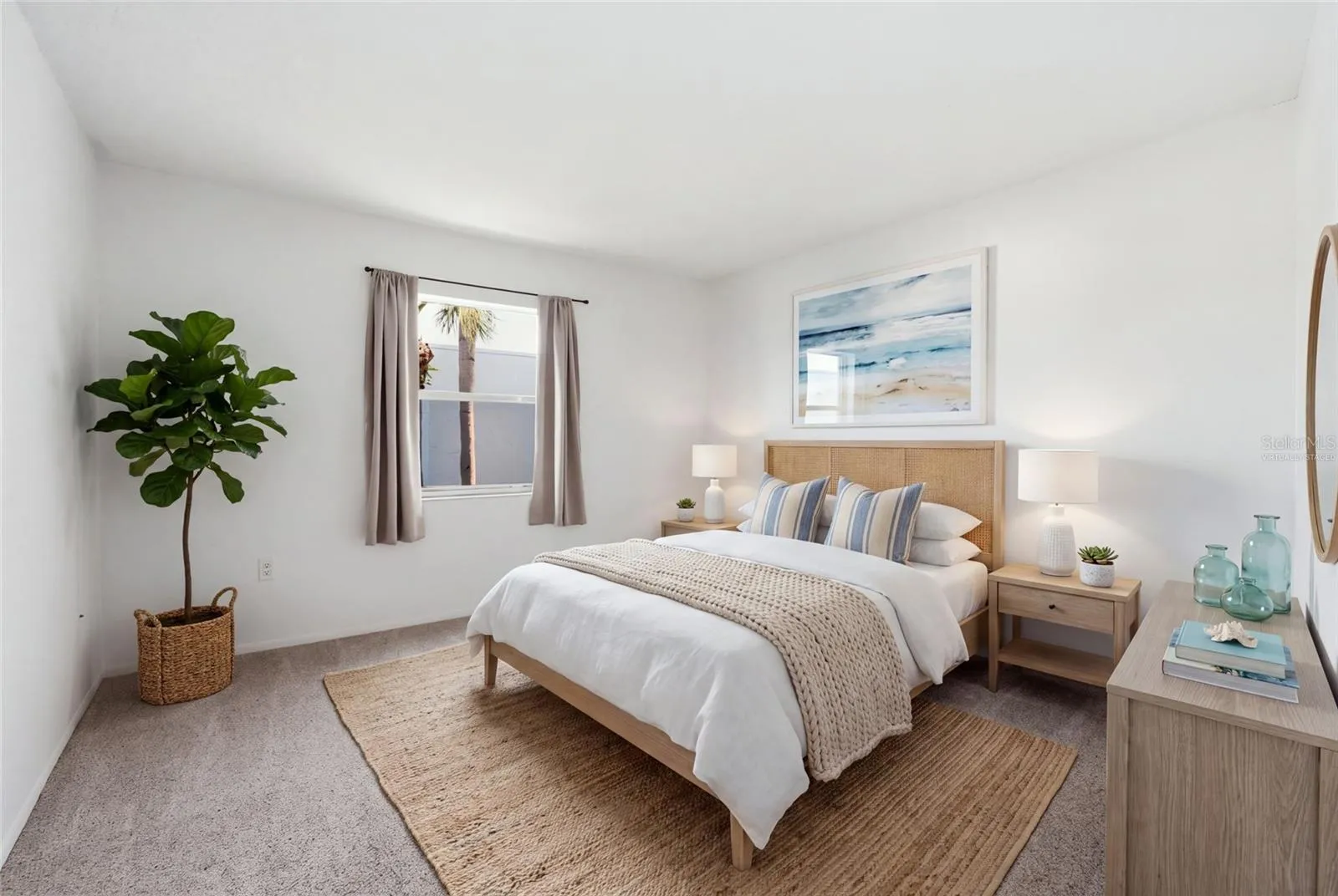 Virtually staged primary bedroom