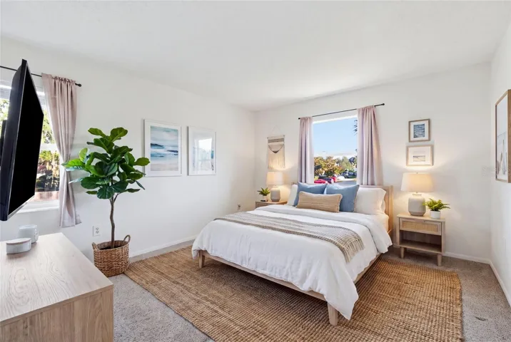 Virtually staged primary bedroom