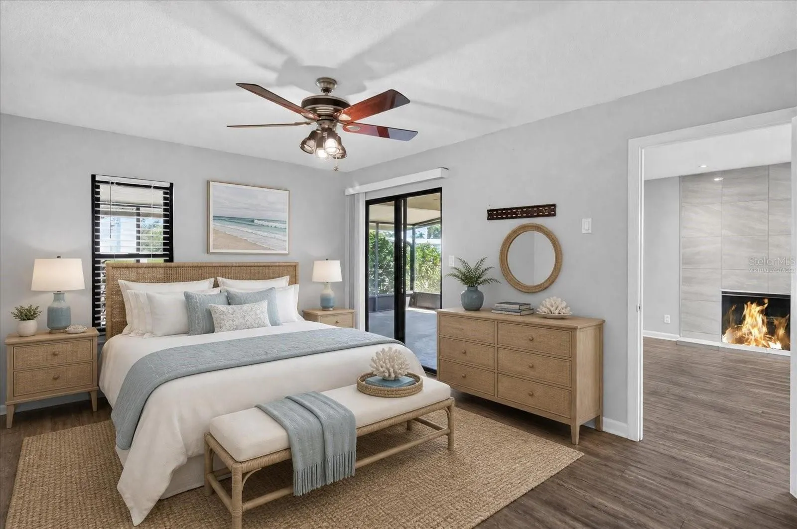 Virtually Staged Bedroom & Fireplace