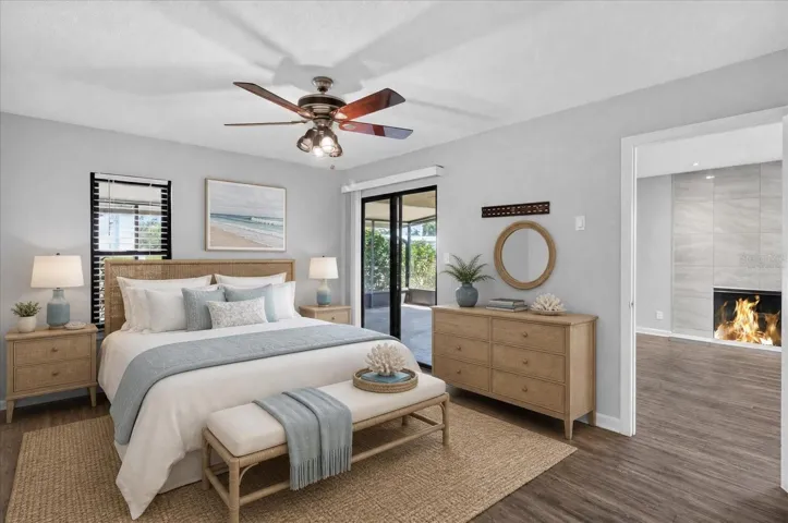 Virtually Staged Bedroom & Fireplace