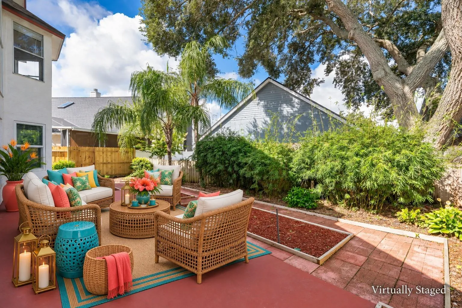 Virtually Staged Rear Yard & Lanai
