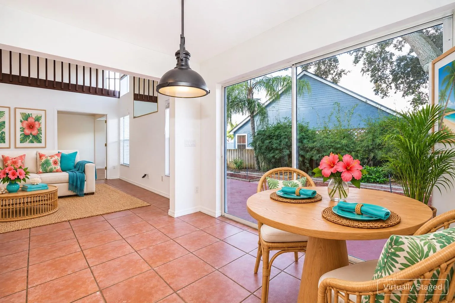 Virtually Staged Breakfast Nook & Living Room