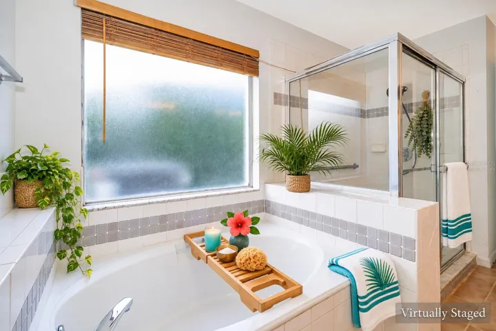 Virtually Staged Primary Bathroom