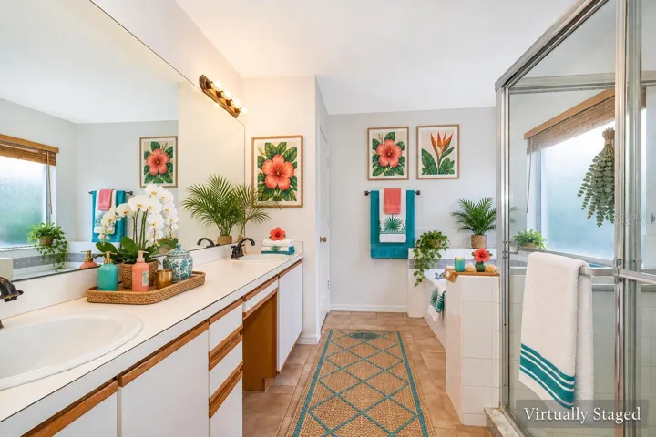 Virtually Staged Primary Bathroom