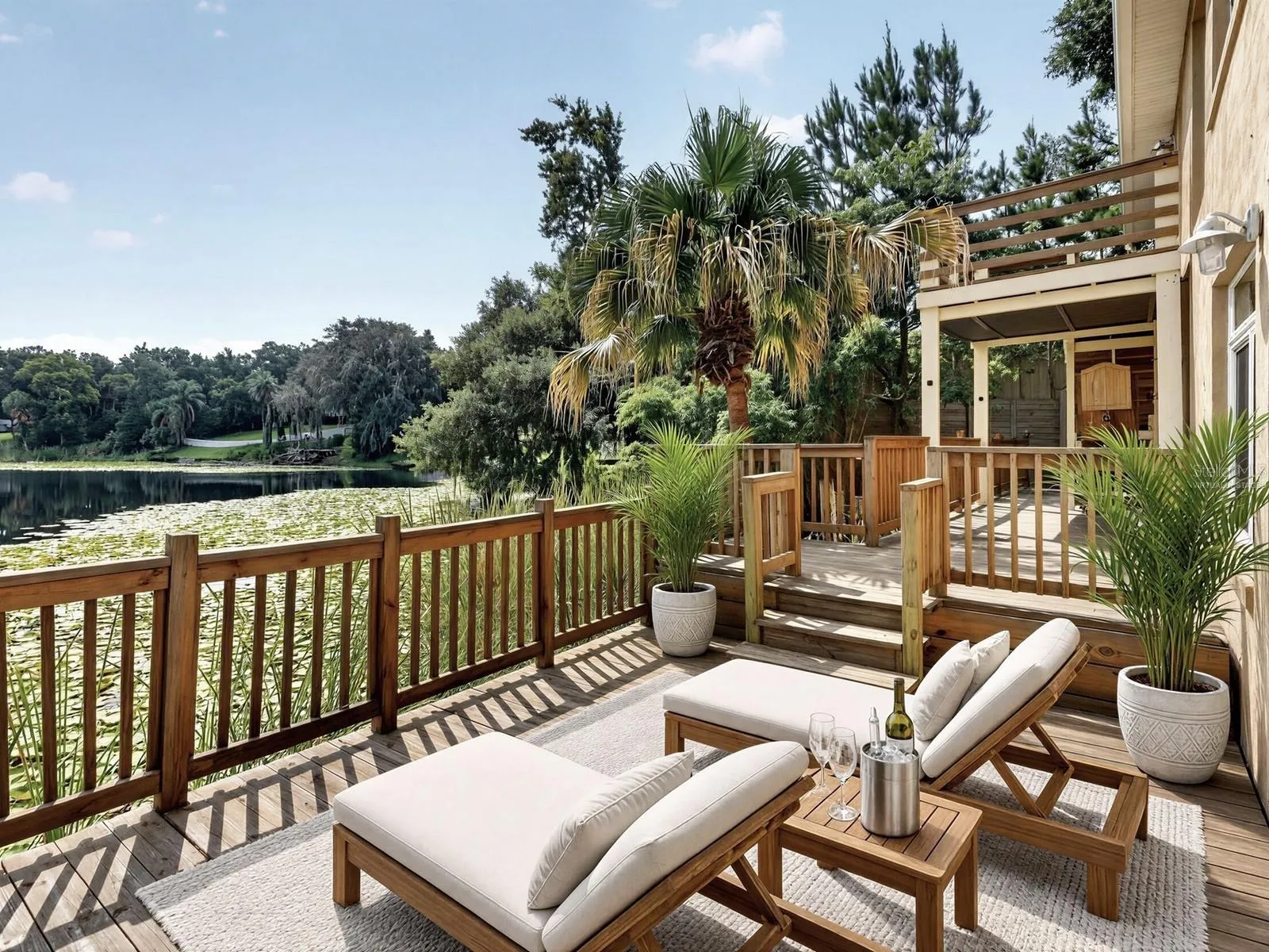 Virtually staged outdoor deck