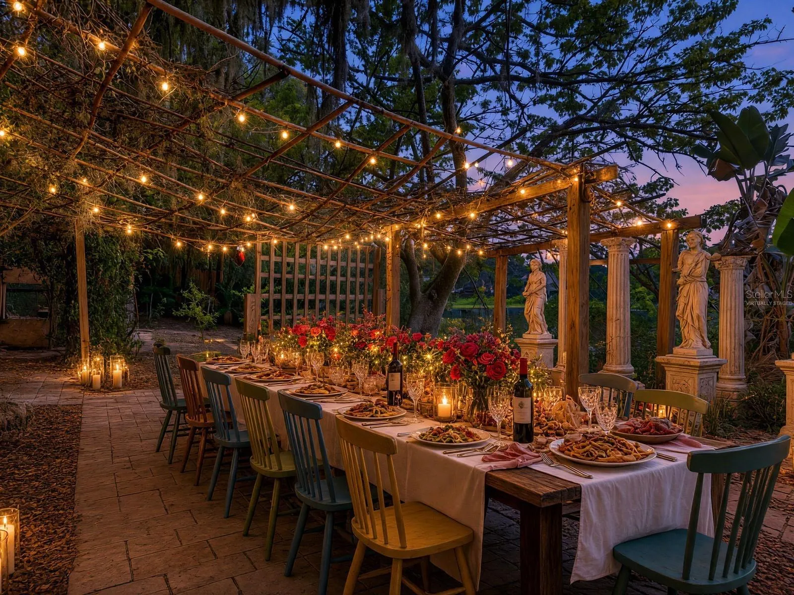 Virtually staged lakeside garden retreat