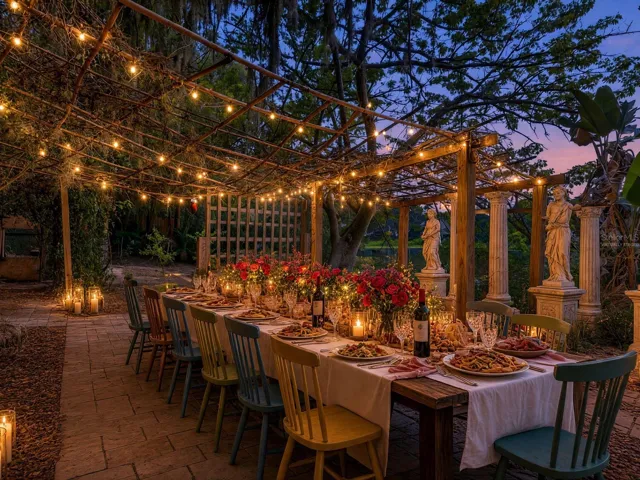 Virtually staged lakeside garden retreat