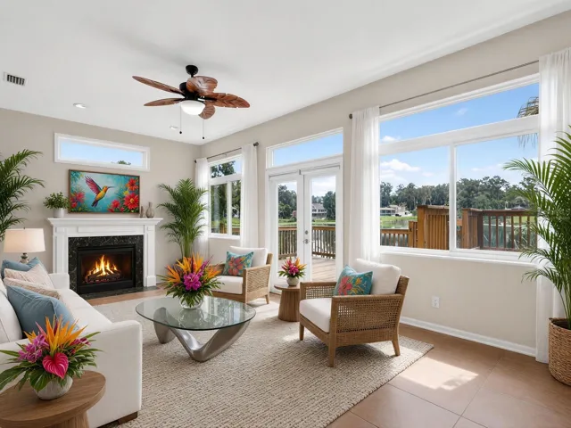 Virtually staged living room