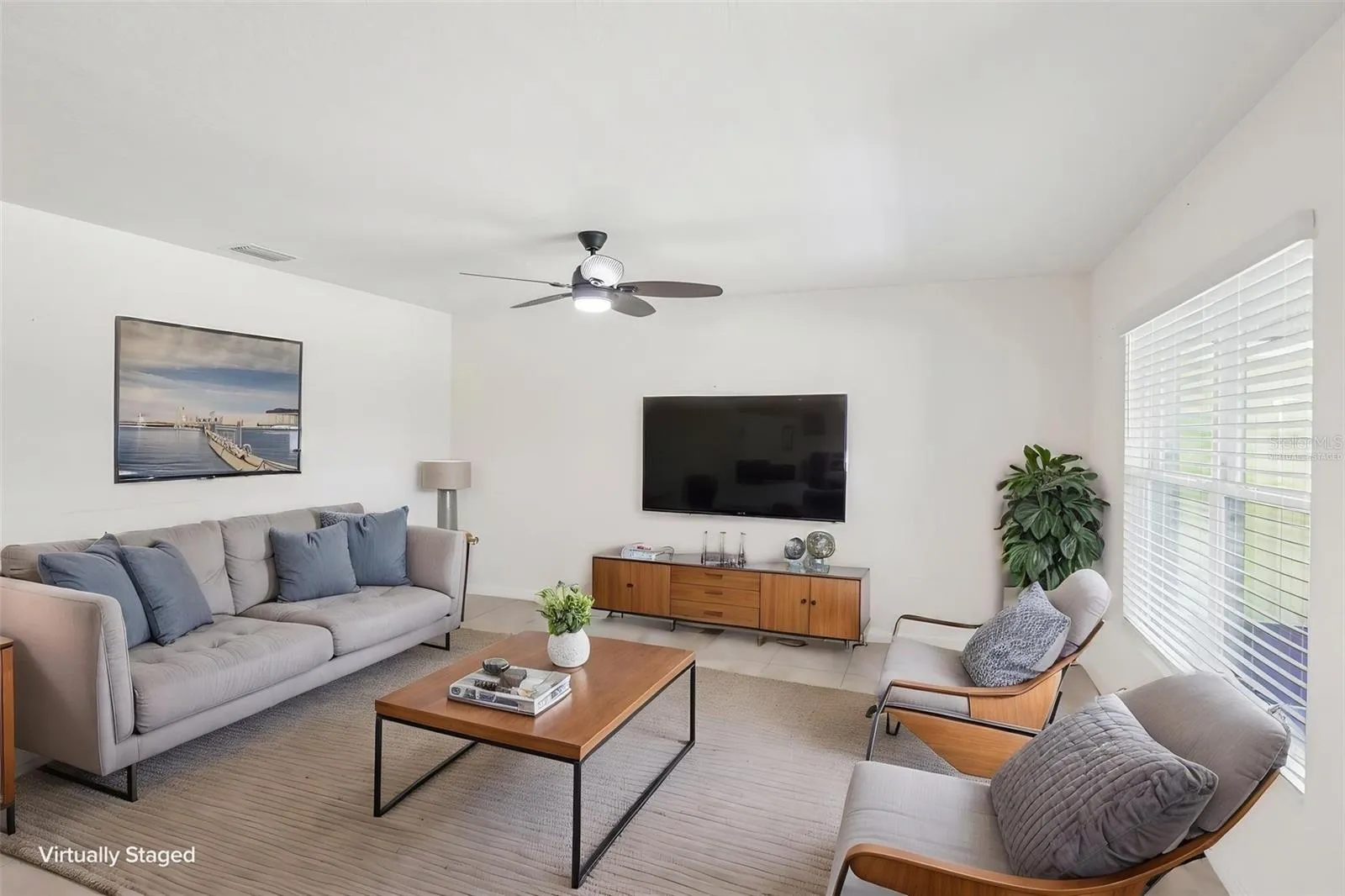 Virtually staged living room